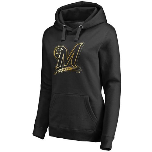 Women's Milwaukee Brewers Gold Collection Pullover Hoodie Black